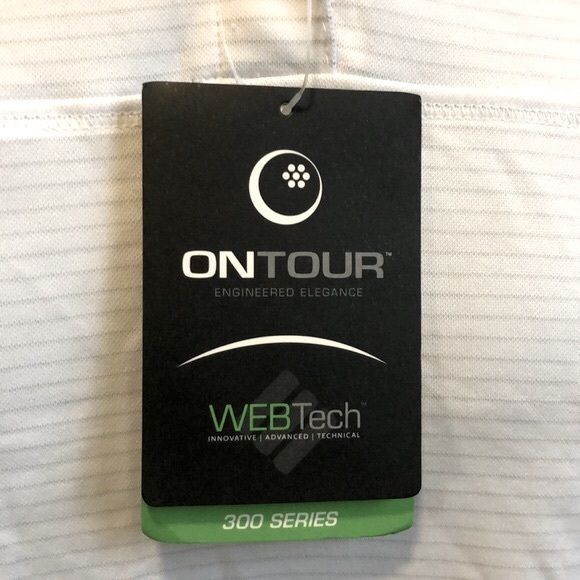 Ladies OnTour White with Grey Stripes Golf Shirt, Size S, NWT - Picture 7 of 10